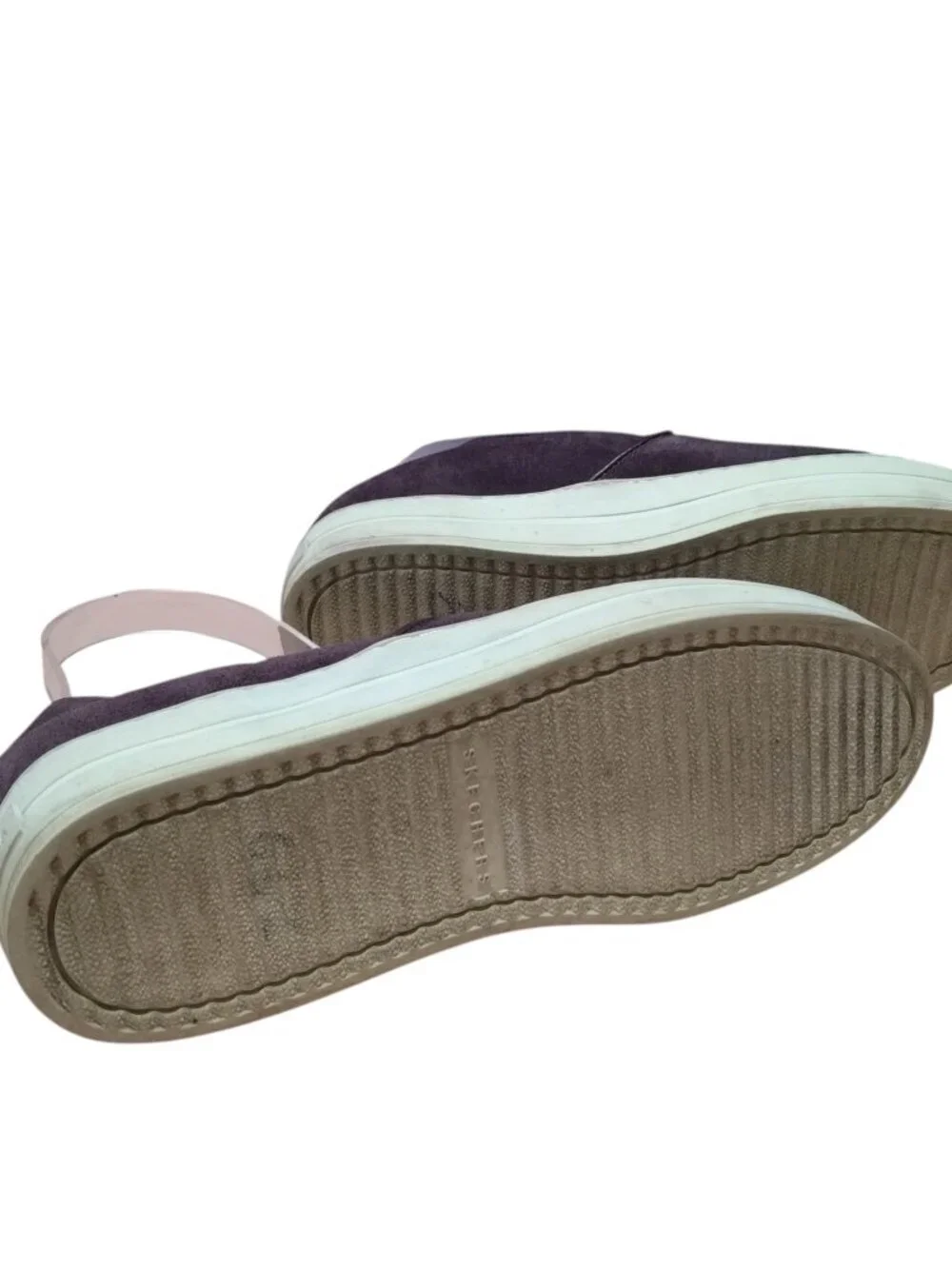 Skechers Street Rise Fit Women's Size 7 Plum Suede Platform Studded Slip On Shoe
